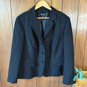 John Meyer Collection Women's Black White Polka Dot Blazer Jacket 22W Career